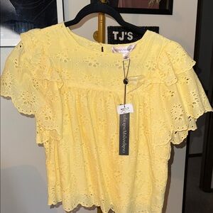 Catherine Malandrino Sunny Yellow Lace Blouse